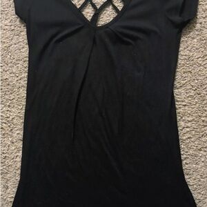 Nollie Vintage Y2K Era Woman’s Sm Black Long Tee Cut Out Lace Back Like New